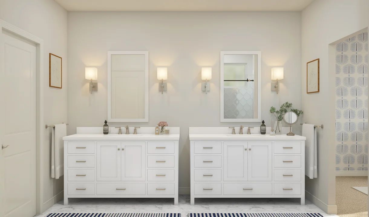 Primary bath with dual vanities