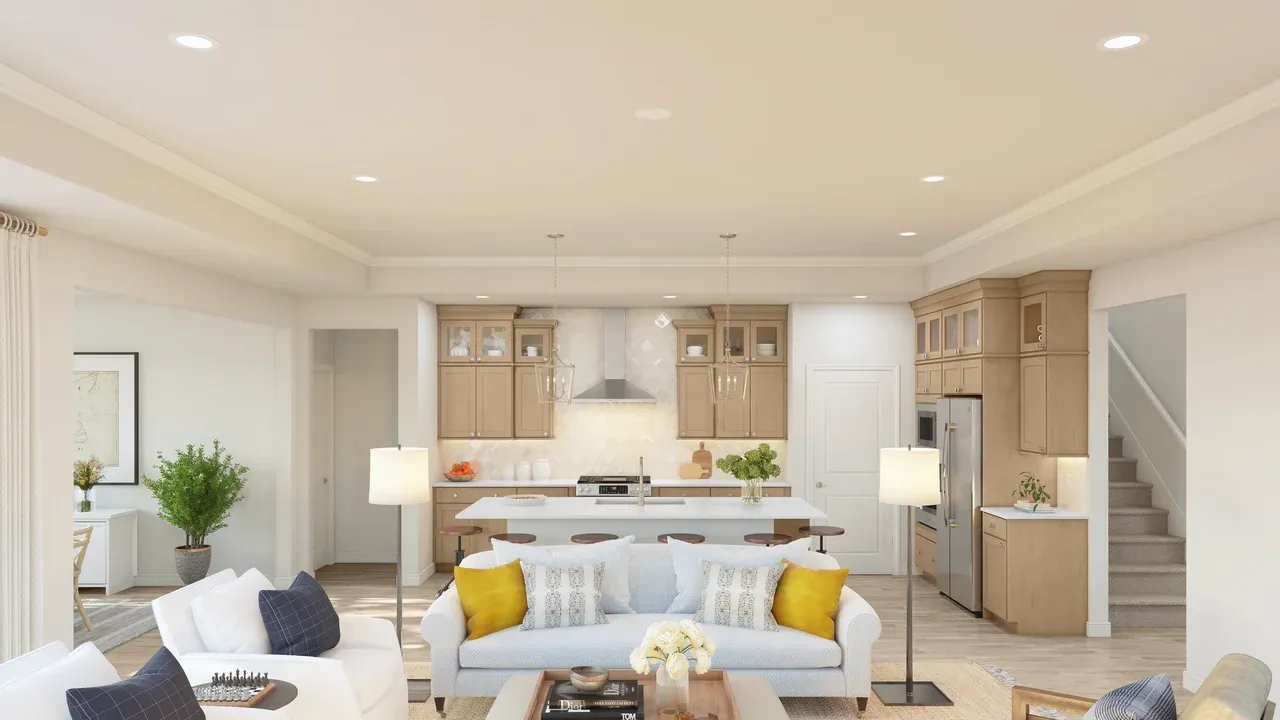 Great room with ceiling treatment