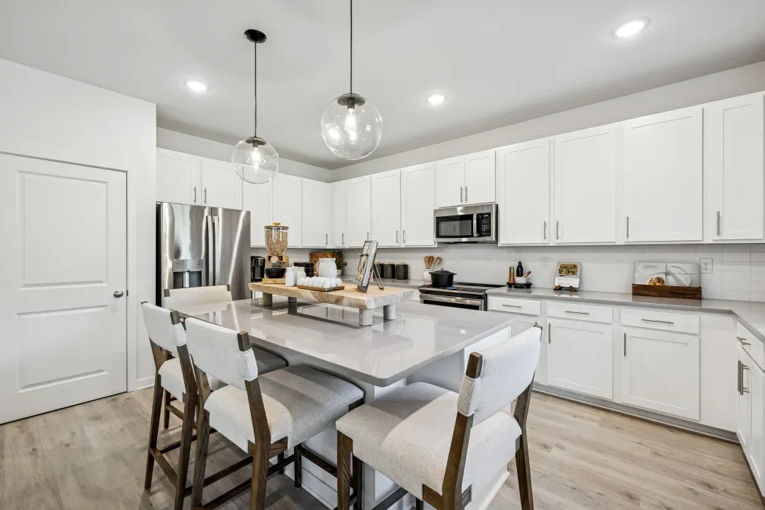Kitchen with pendant lighting
