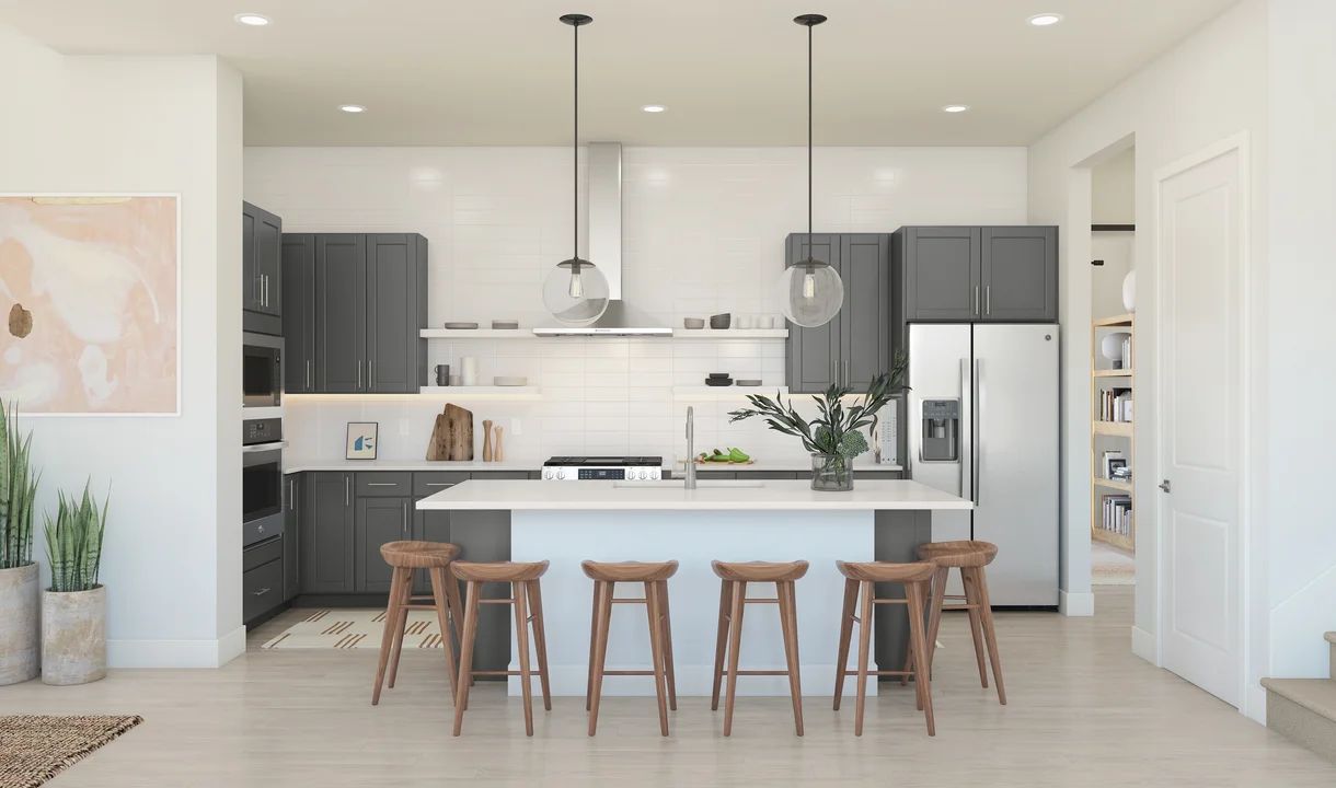 Kitchen with center island and pendant lighting