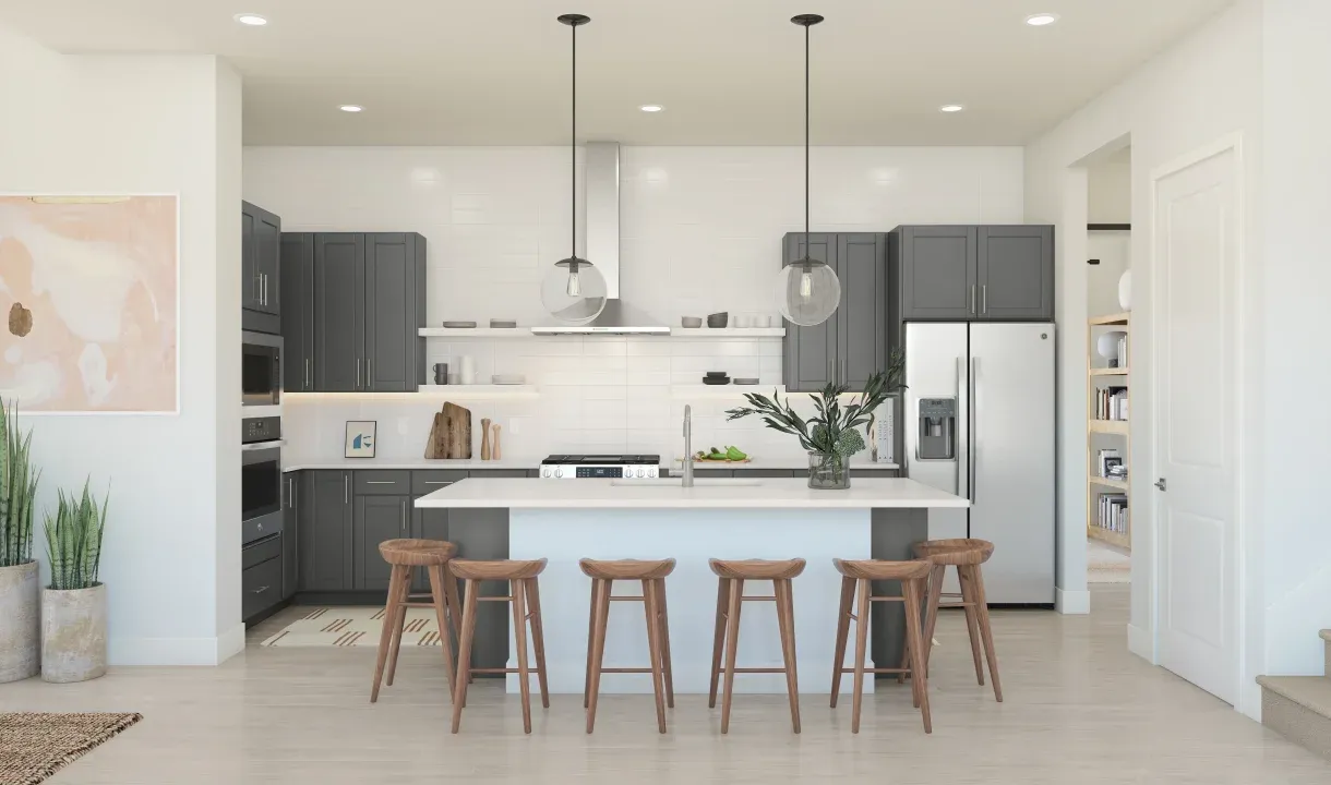 Kitchen with center island and pendant lighting