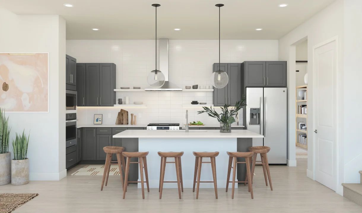 Kitchen with center island and pendant lighting