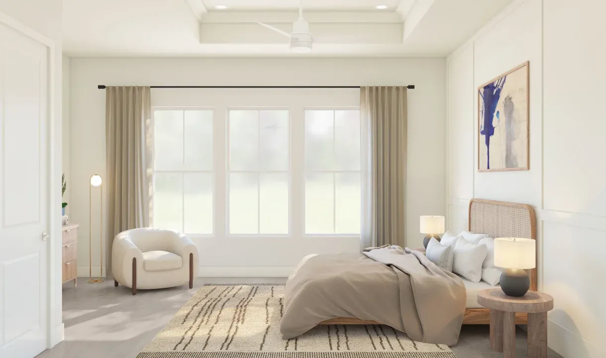 Primary suite with decorative feature wall
