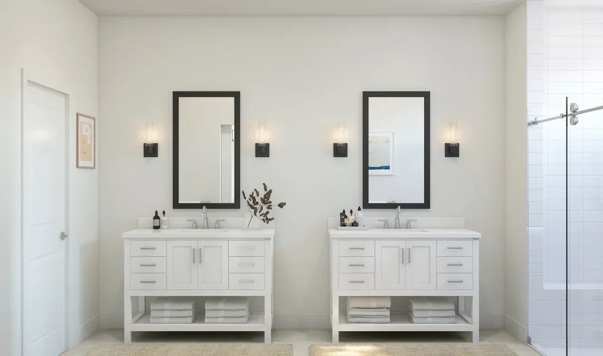 Primary bath with dual vanities