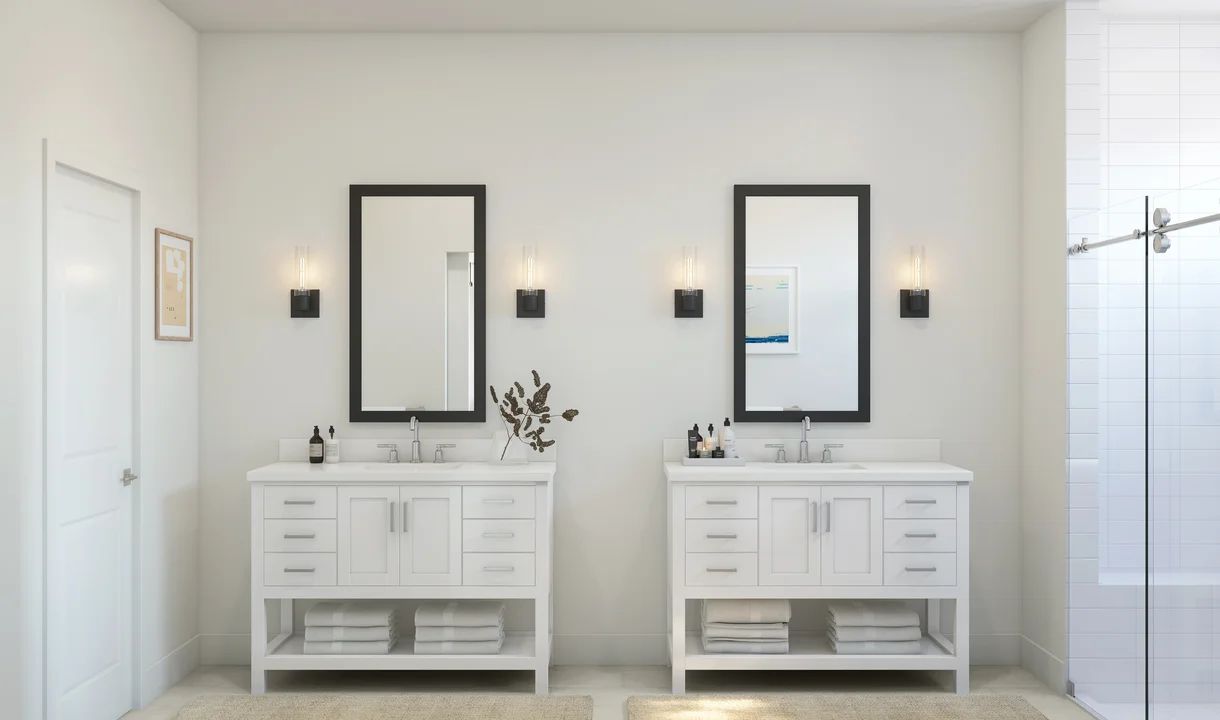 Primary bath with dual vanities