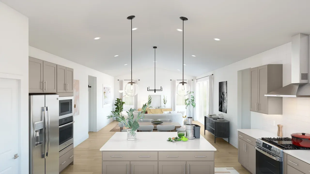 Vaulted ceiling throughout main living area