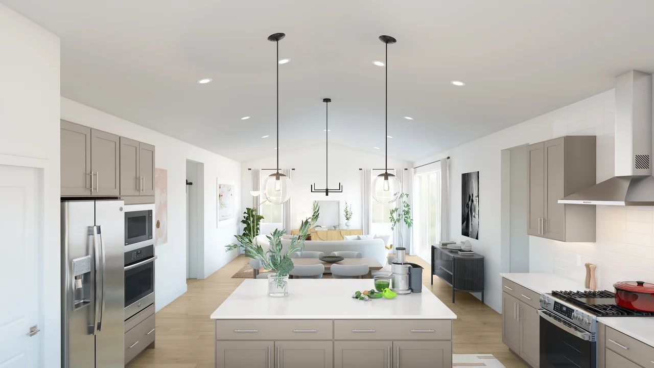 Vaulted ceiling throughout main living area