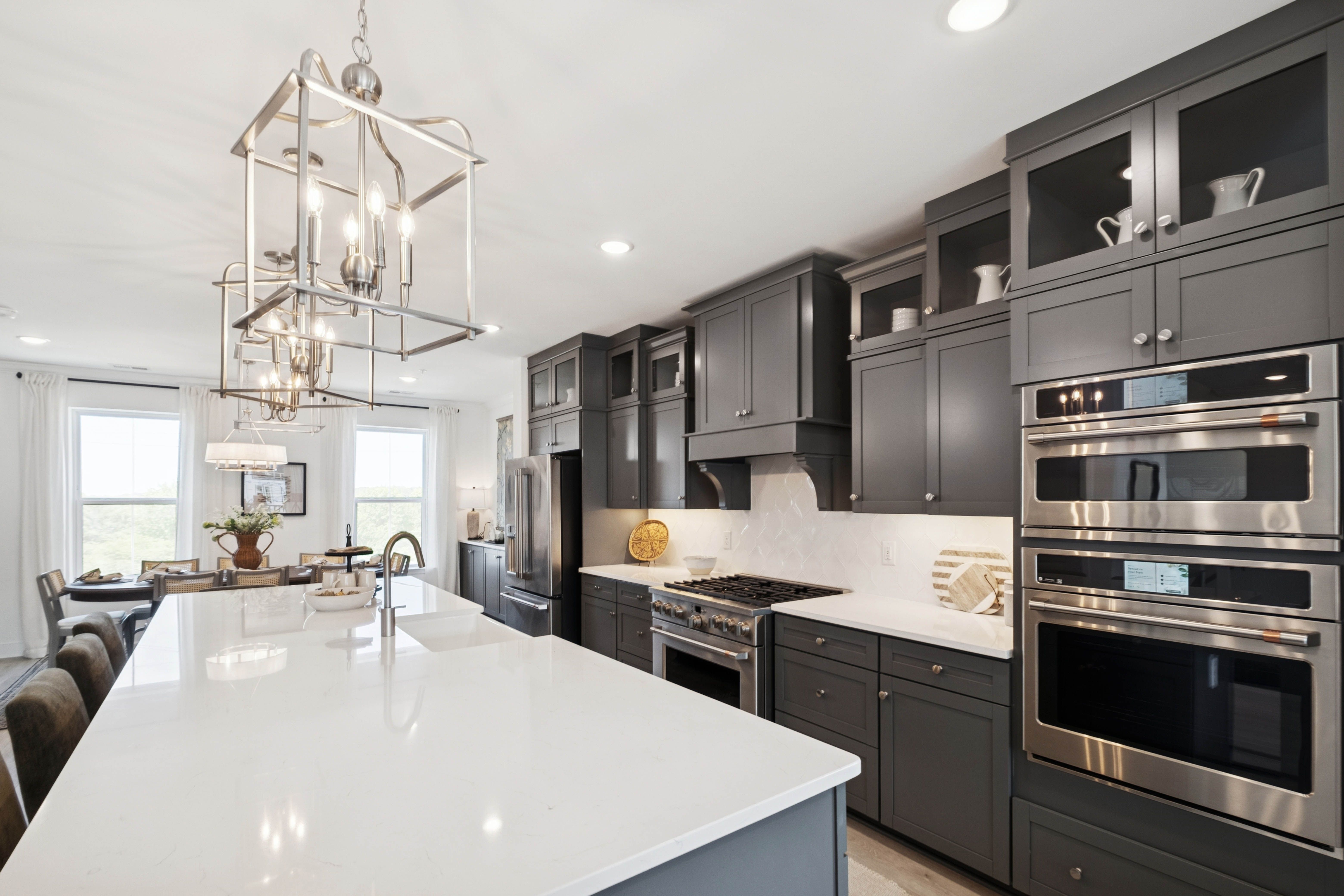 Gray cabinets and brushed nickel hardware