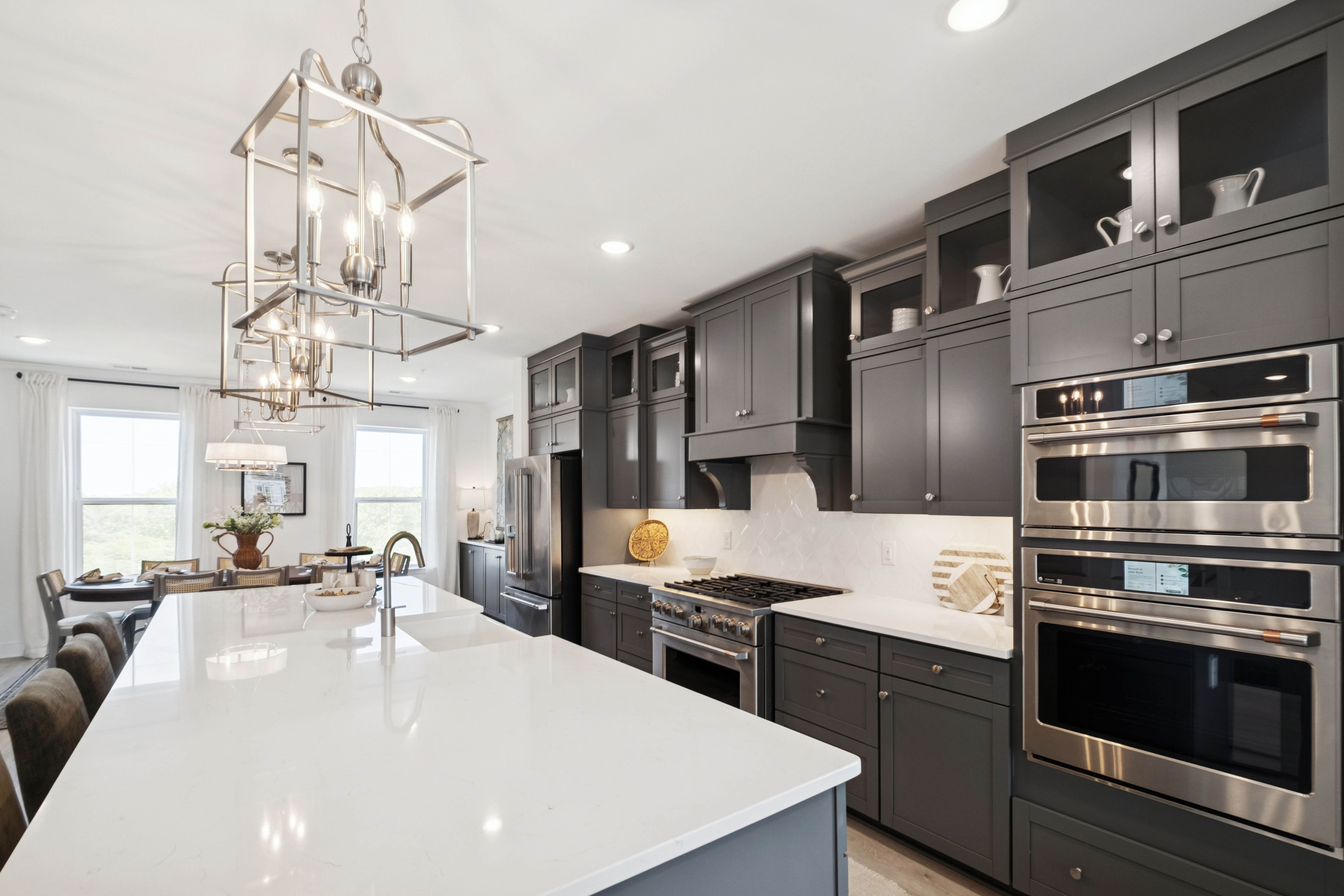 Gray cabinets and brushed nickel hardware