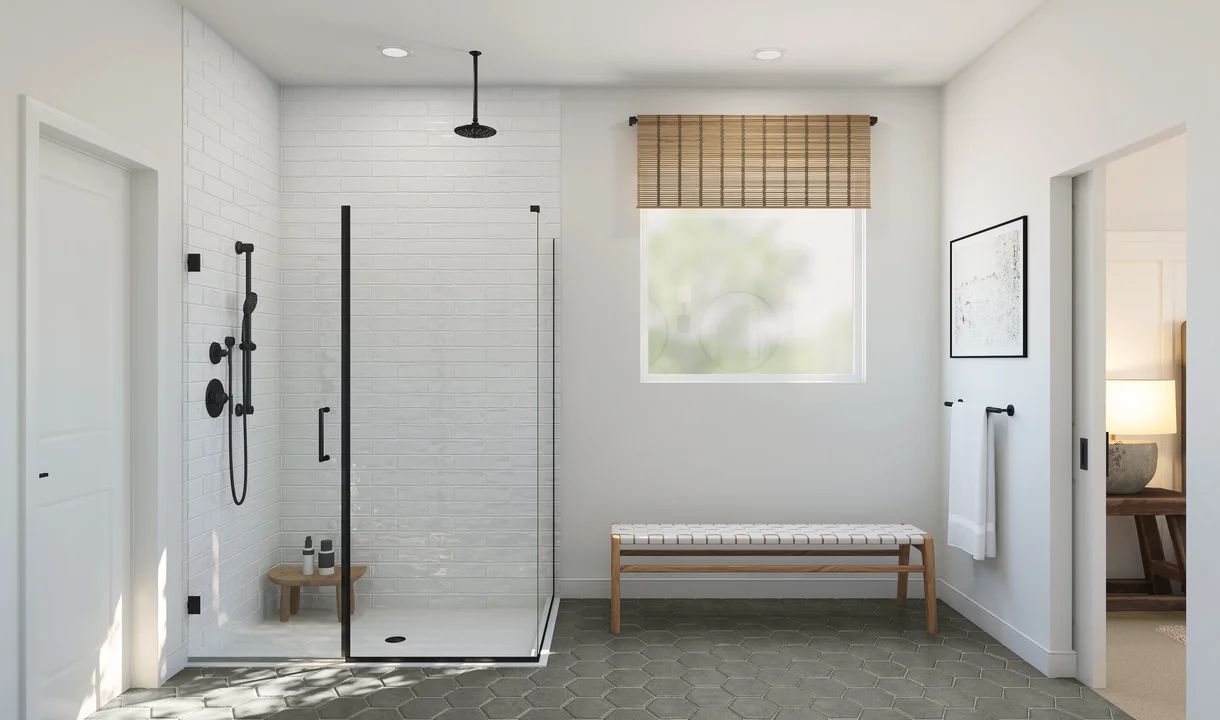 Glass shower enclosure in primary bath