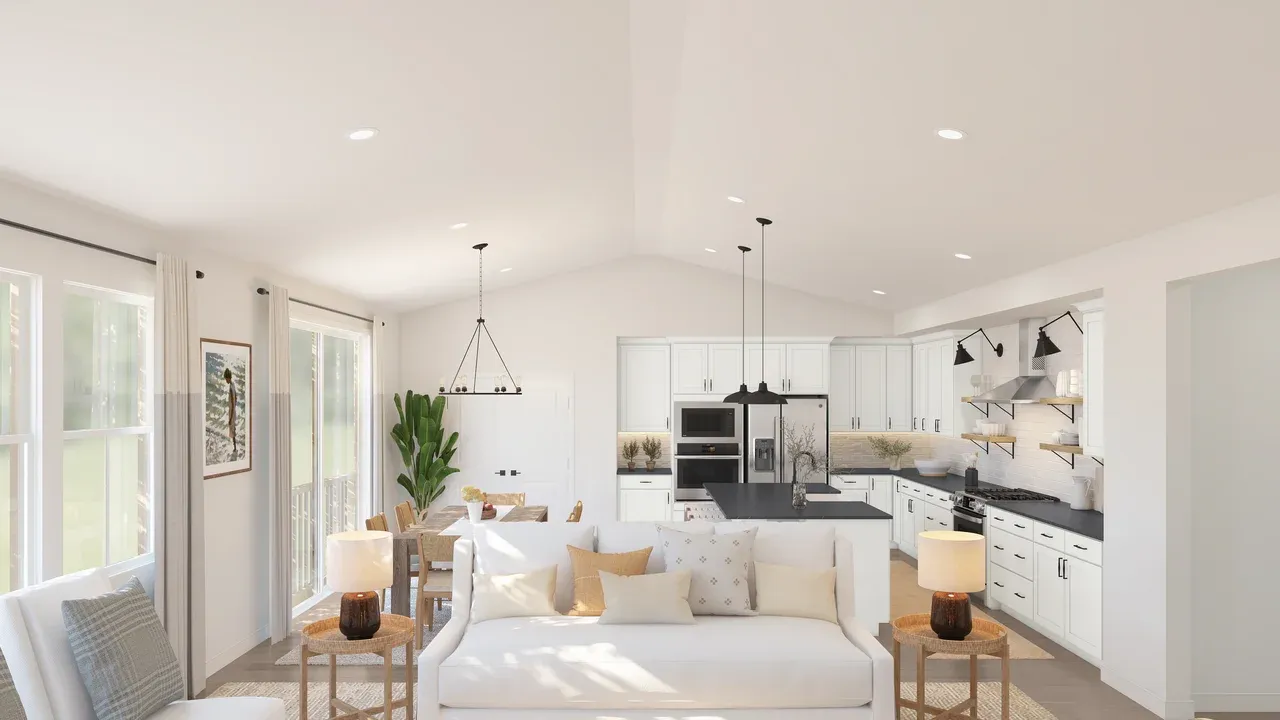 Vaulted ceiling throughout main living area