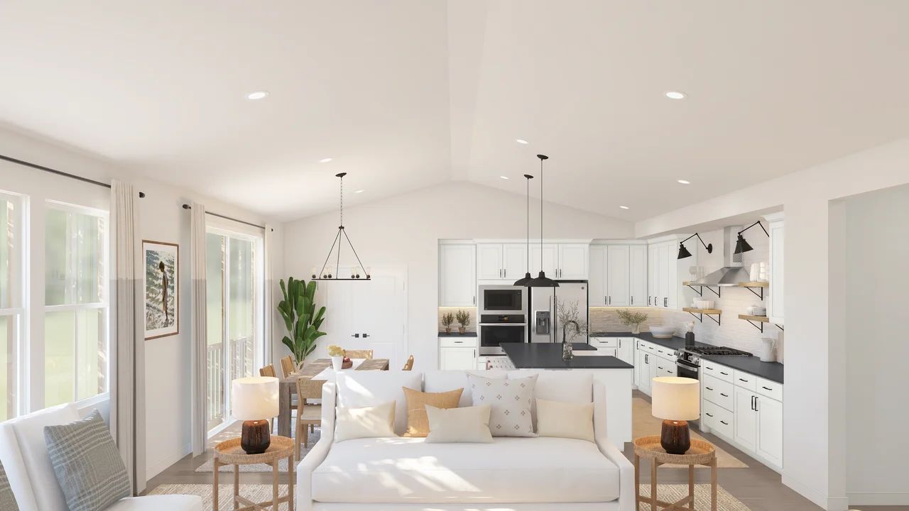 Vaulted ceiling throughout main living area