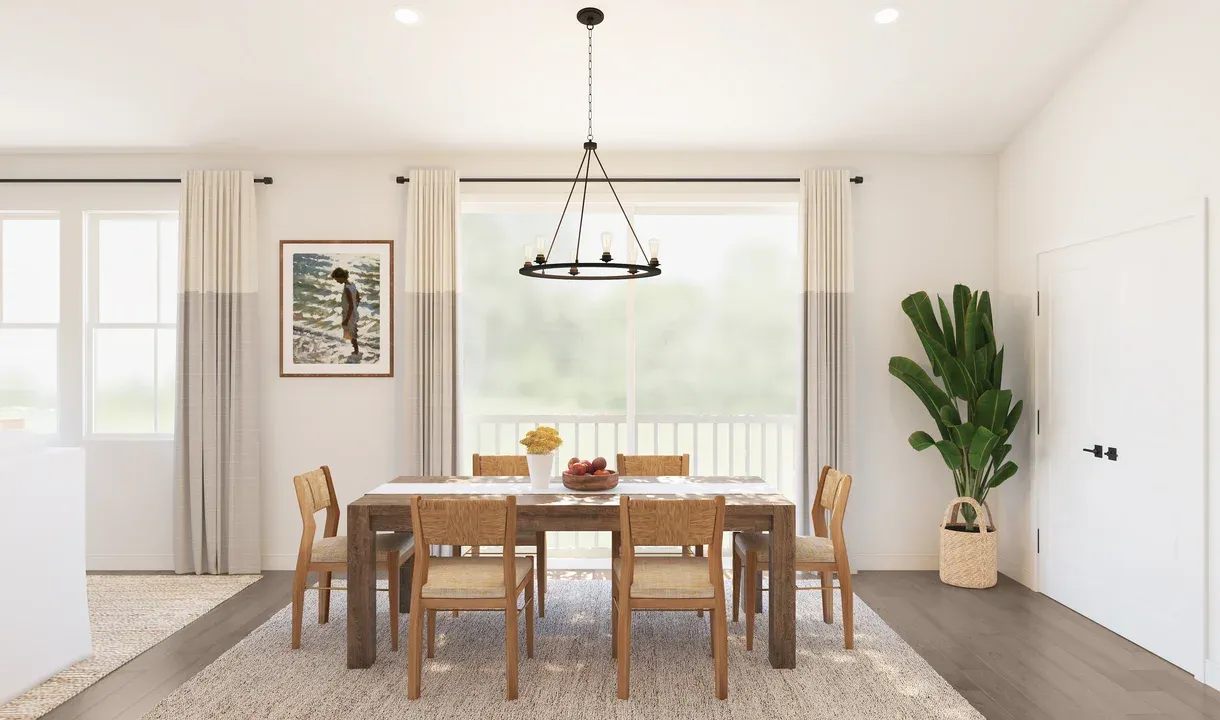 Dining area with vaulted ceiling
