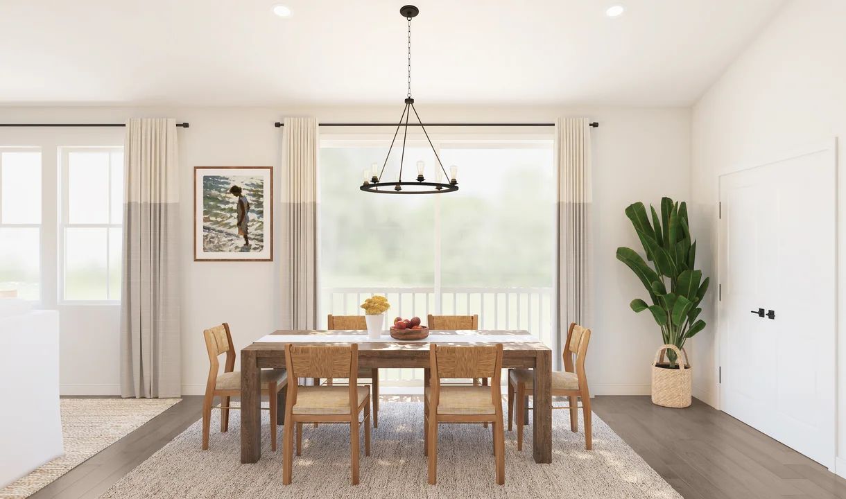 Dining area with vaulted ceiling
