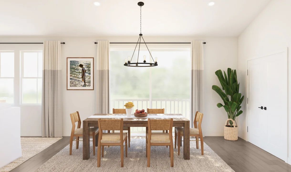 Dining area with vaulted ceiling