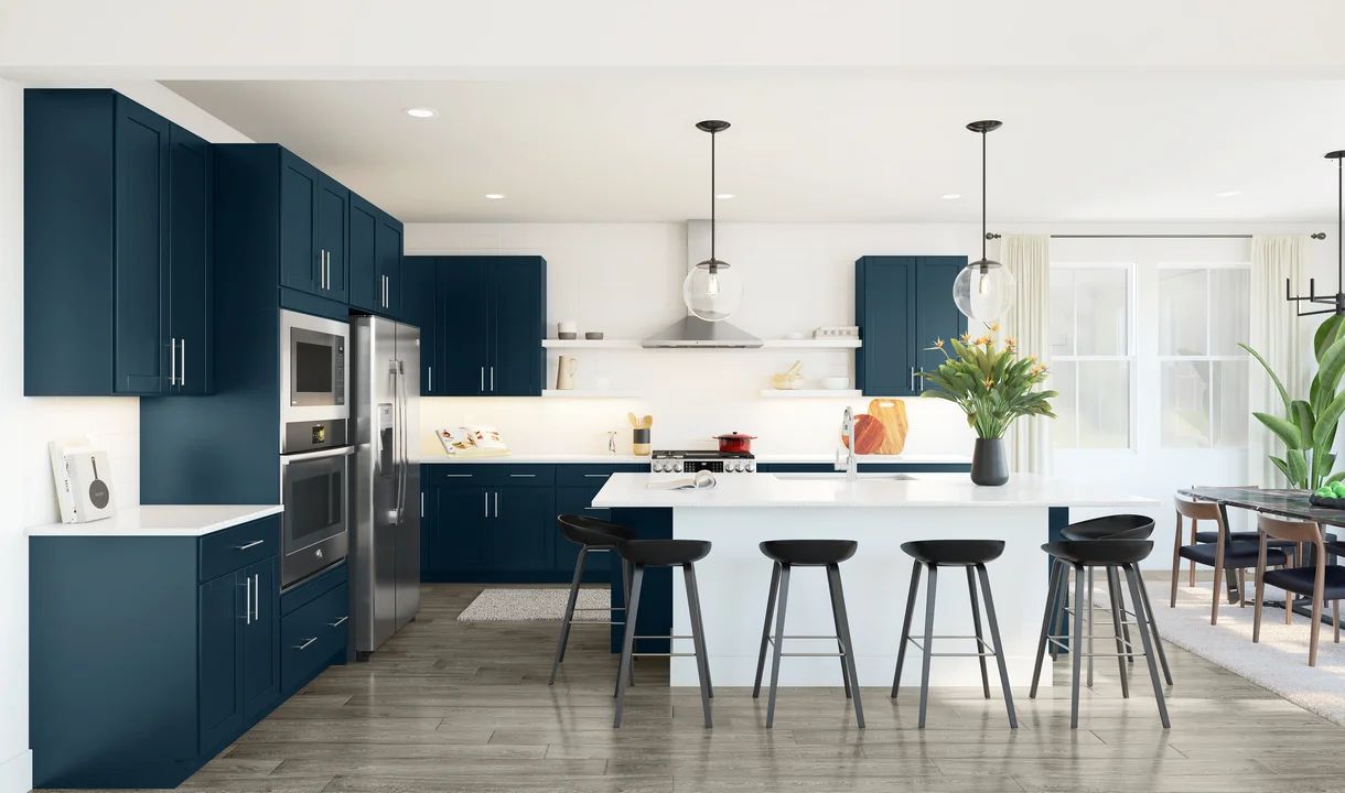 Kitchen with center island with pendant lighting