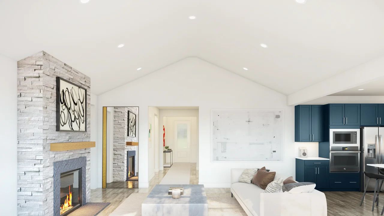 Vaulted ceiling in great room