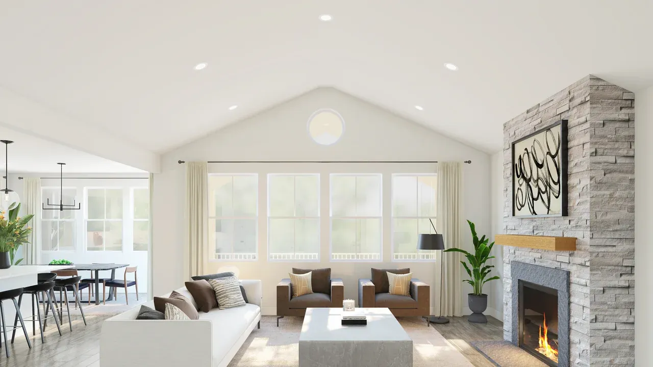 Vaulted ceiling in great room