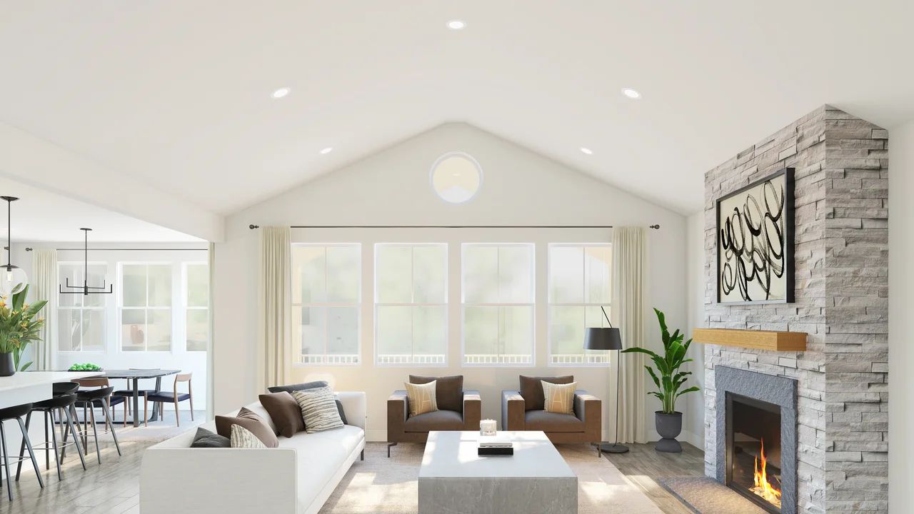 Vaulted ceiling in great room