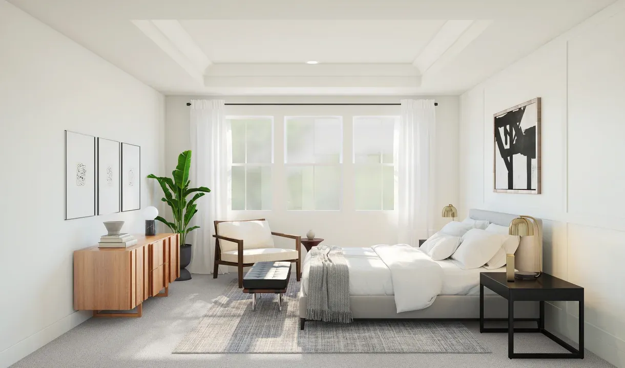 Primary suite with decorative feature wall