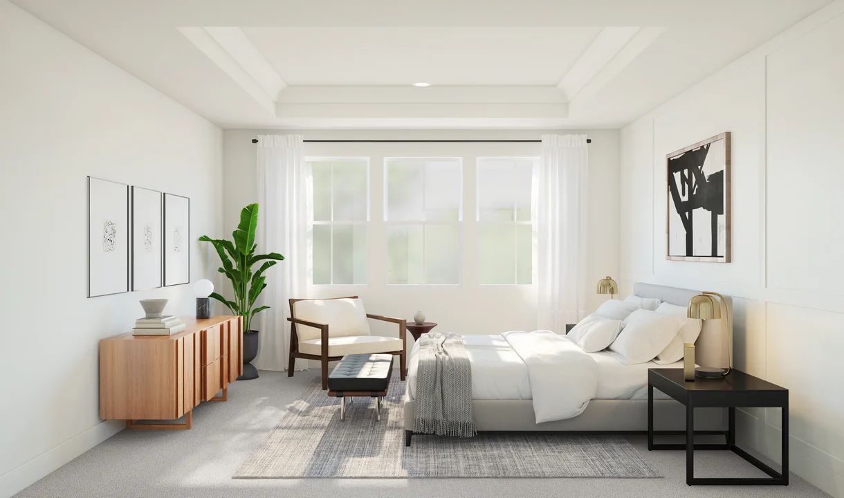 Primary suite with decorative feature wall