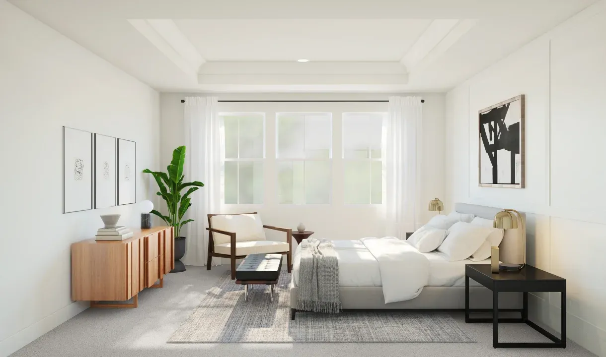 Primary suite with decorative feature wall