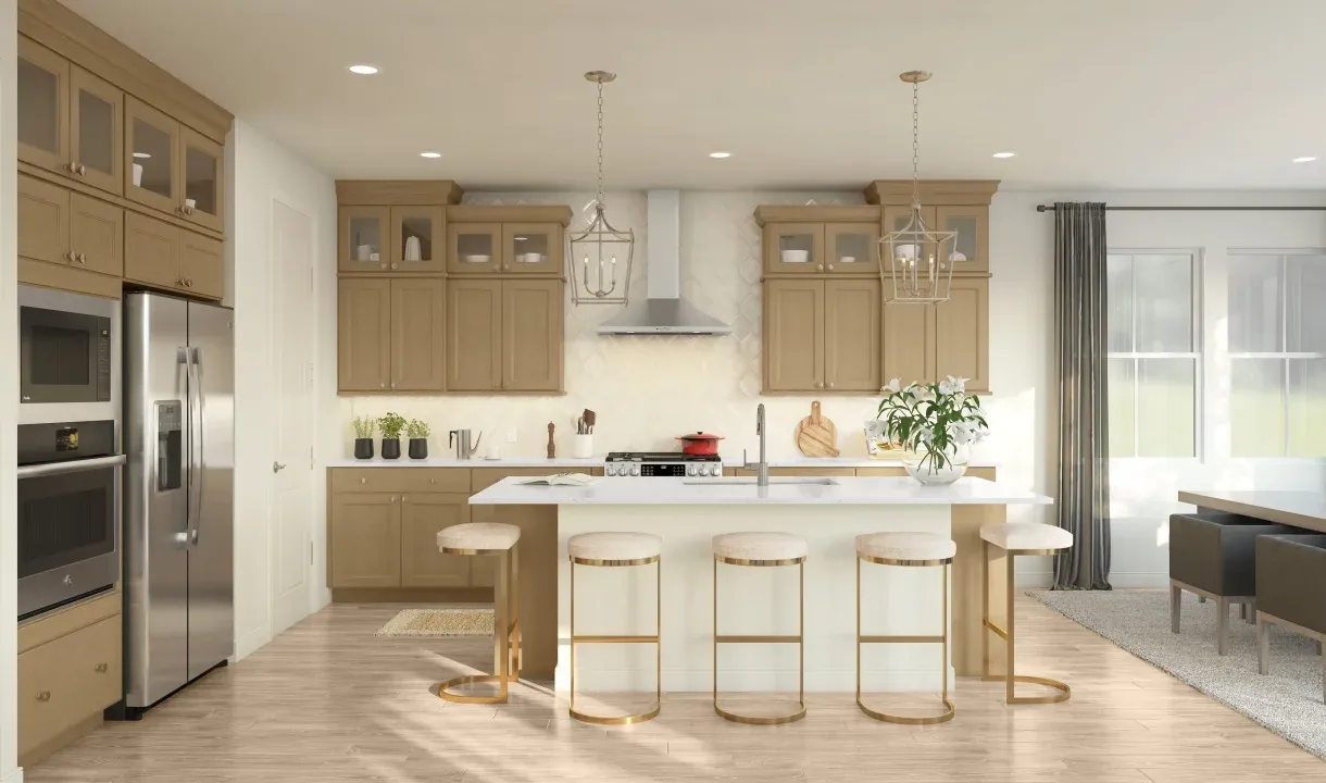 Kitchen with center island and pendant lighting