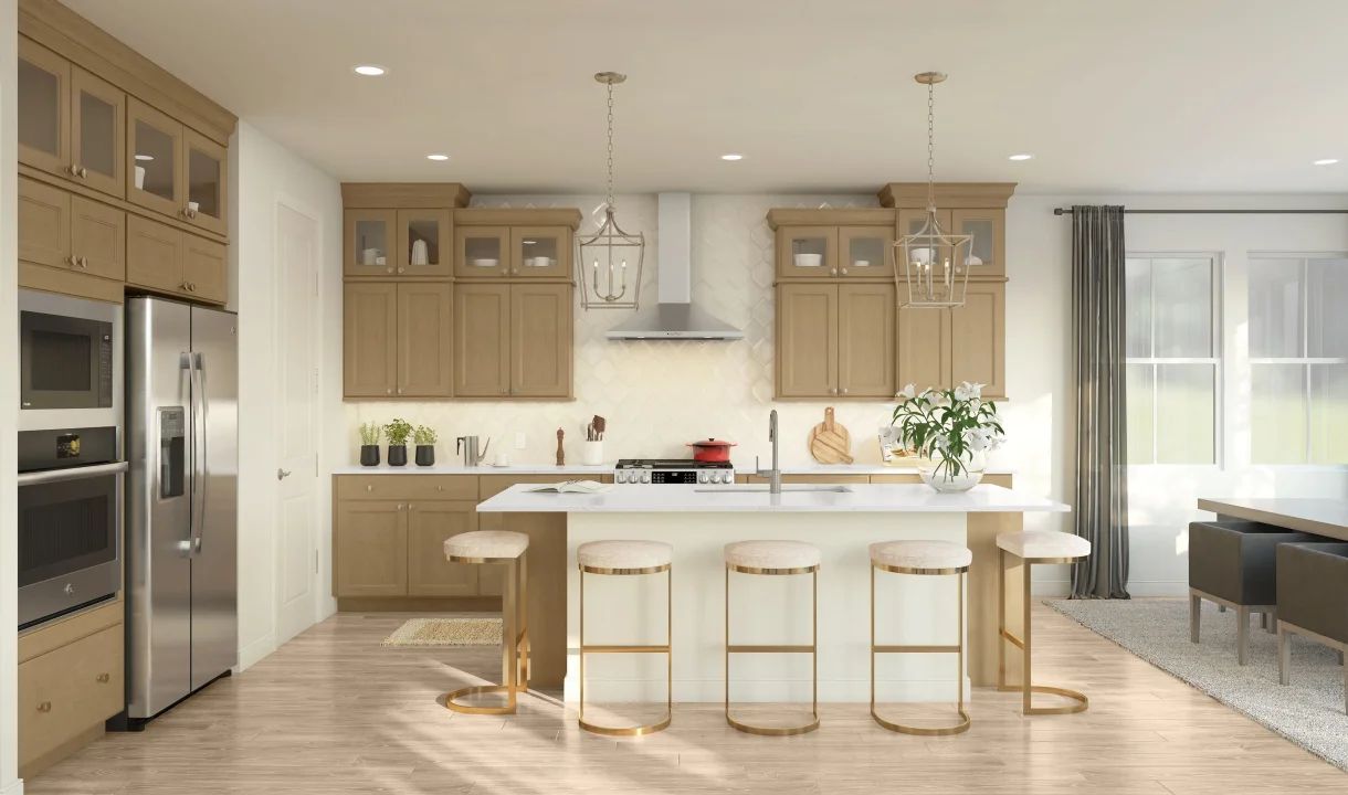 Kitchen with center island and pendant lighting