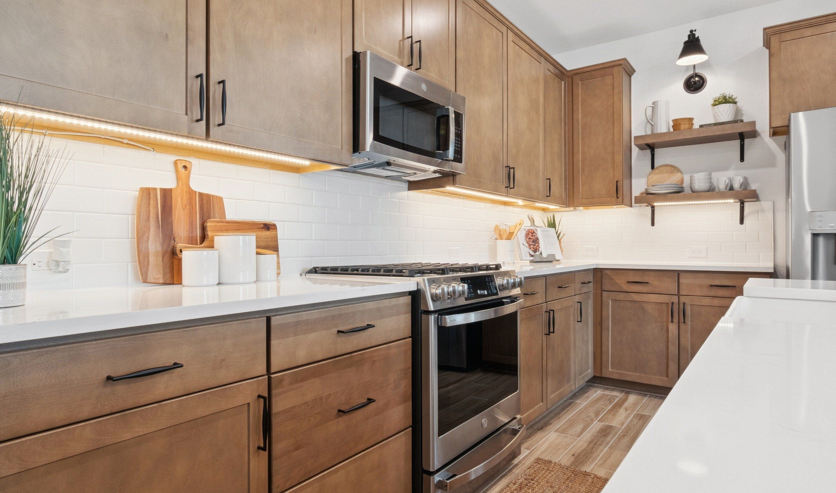 Kitchen with floating shelves