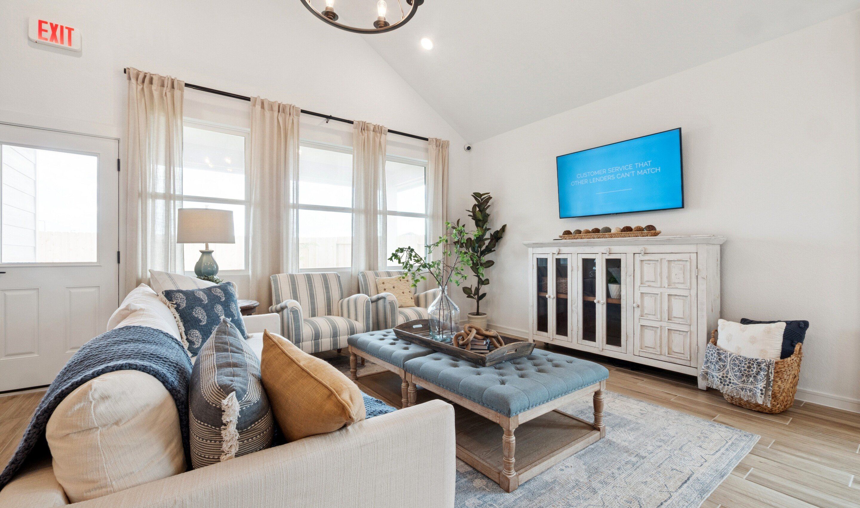 Great room with vaulted ceiling