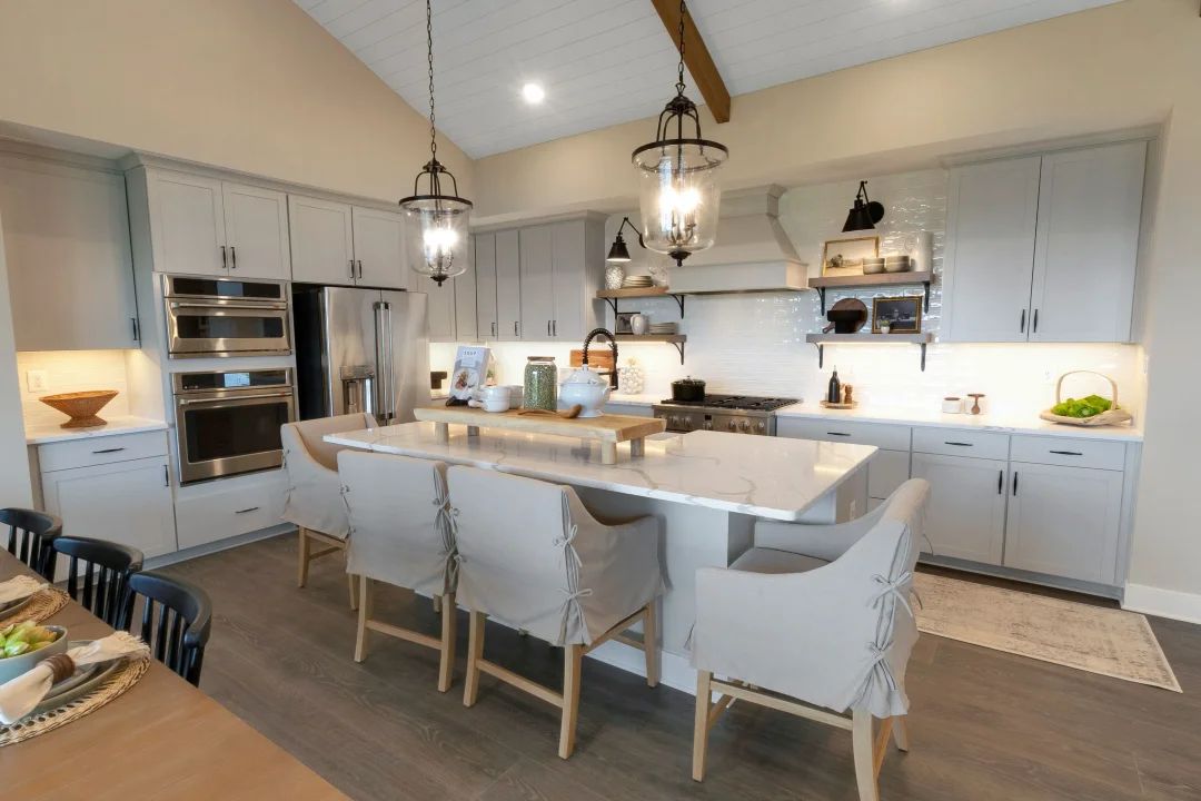 Kitchen with pendant lighting