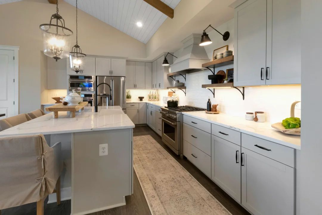Kitchen with floating shelves
