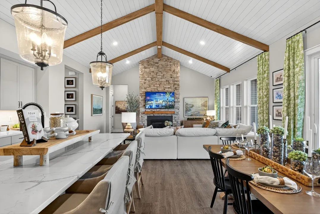 Kitchen overlooking dining area