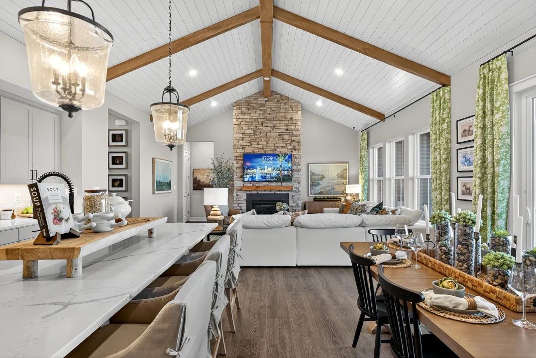 Kitchen overlooking dining area