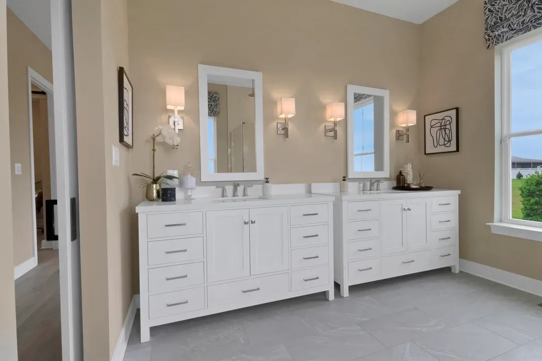 Primary bath with dual vanities