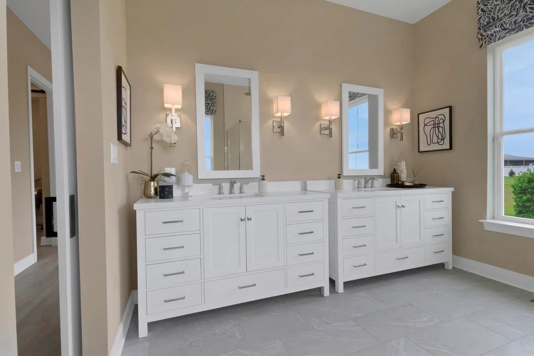 Primary bath with dual vanities