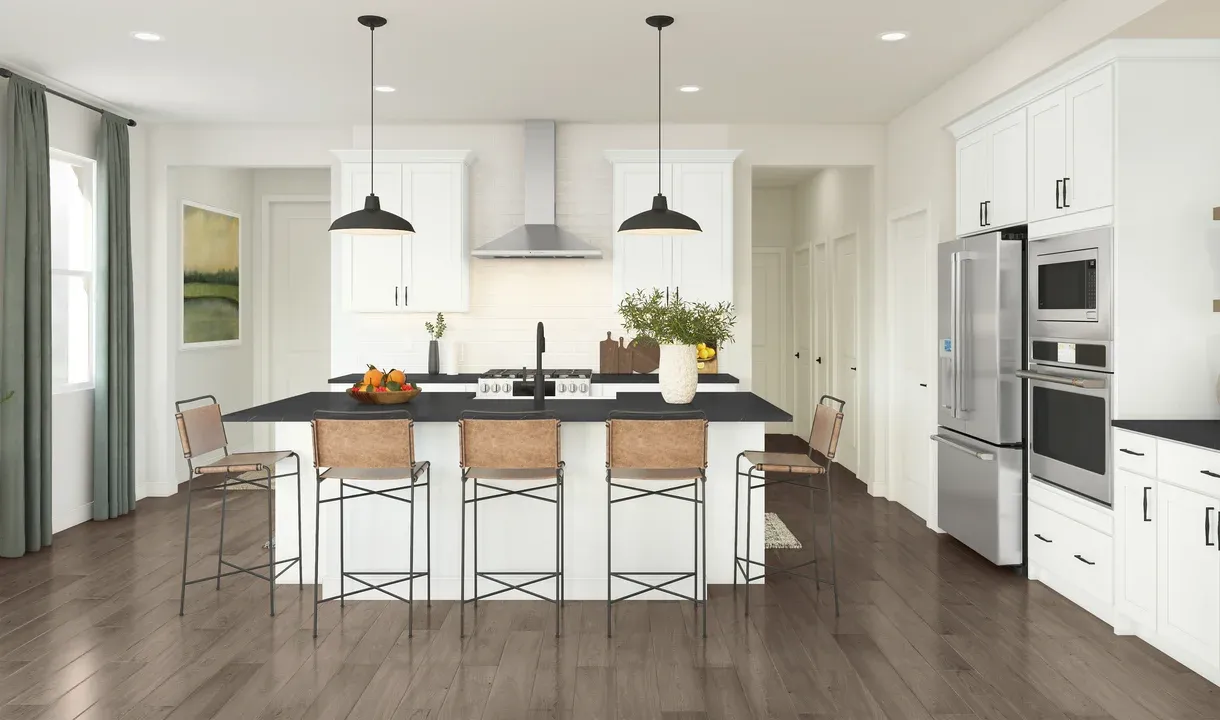 Kitchen with pendant lighting