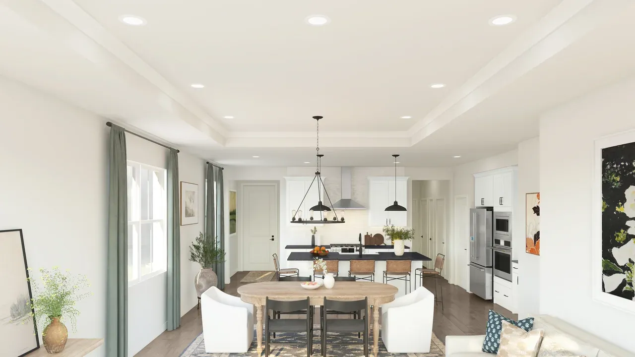 Great room with ceiling moulding