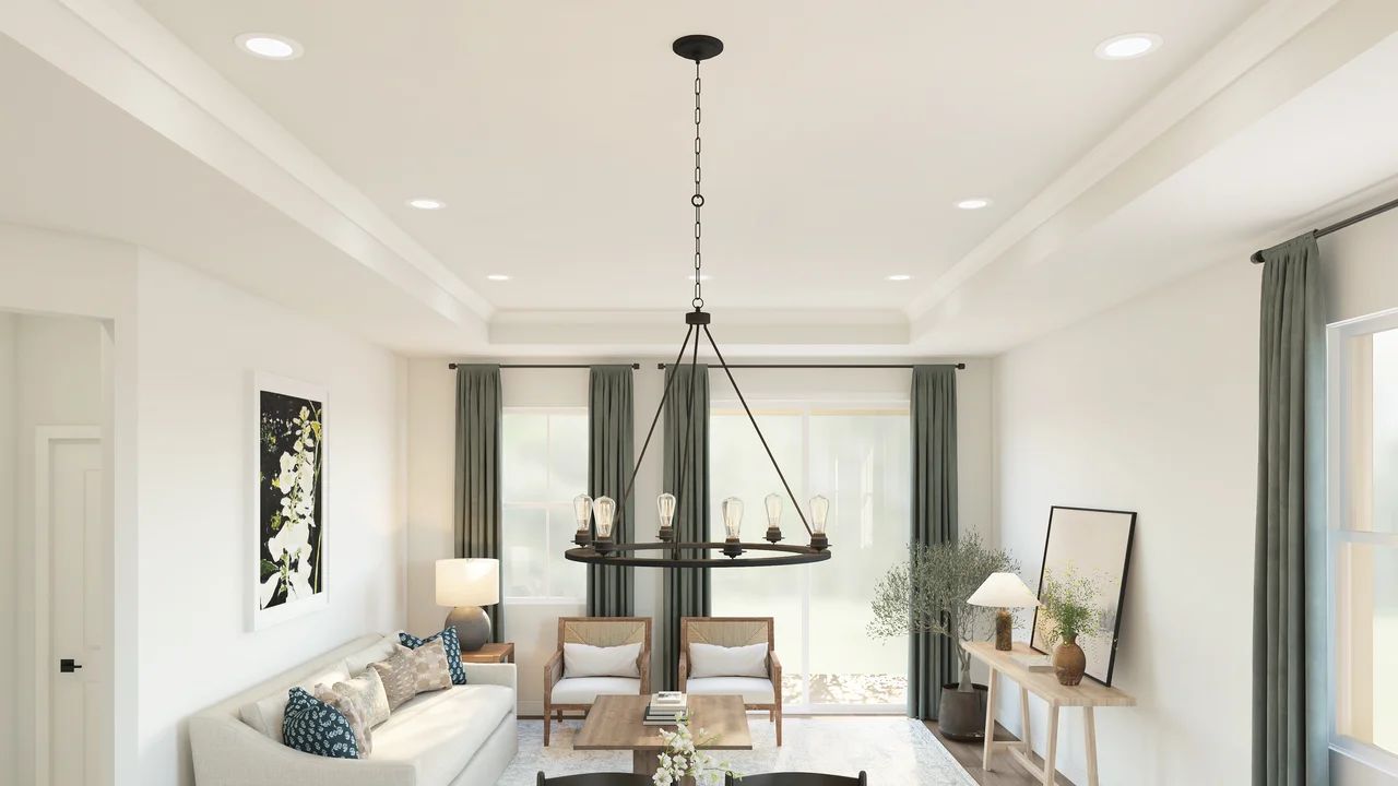 Dining area with ceiling treatment