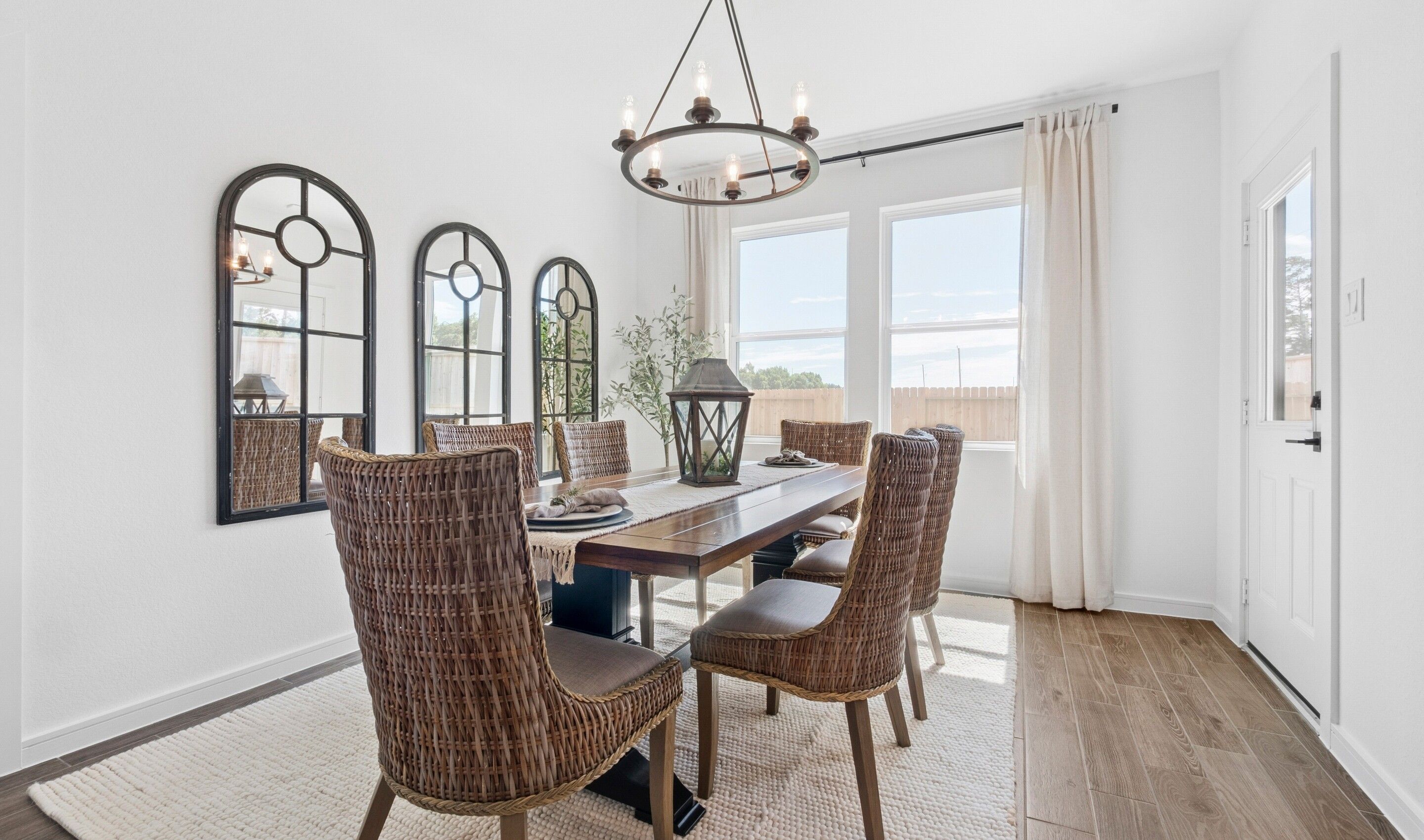 Dining area with chandelier