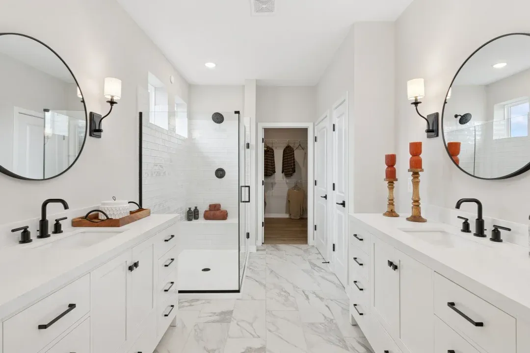 Primary bath with dual vanities