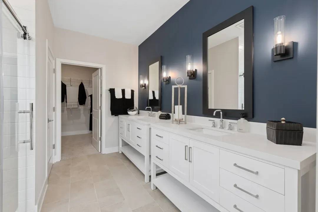 Primary bath with dual vanities