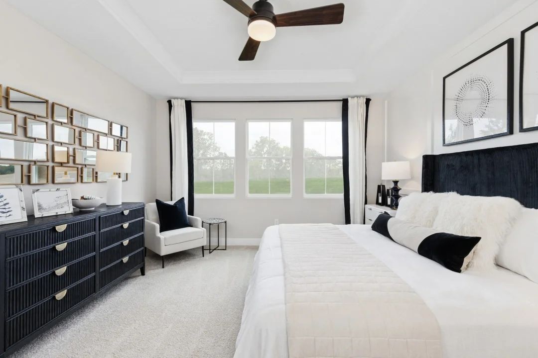 Primary suite with ceiling treatment