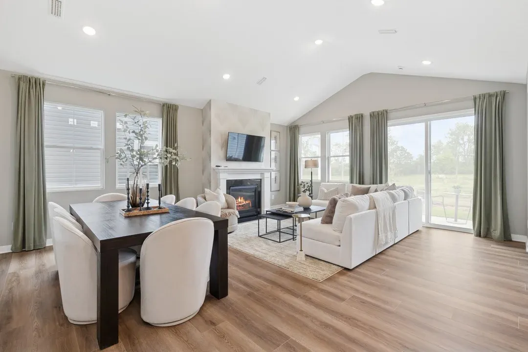 Great room with vaulted ceiling