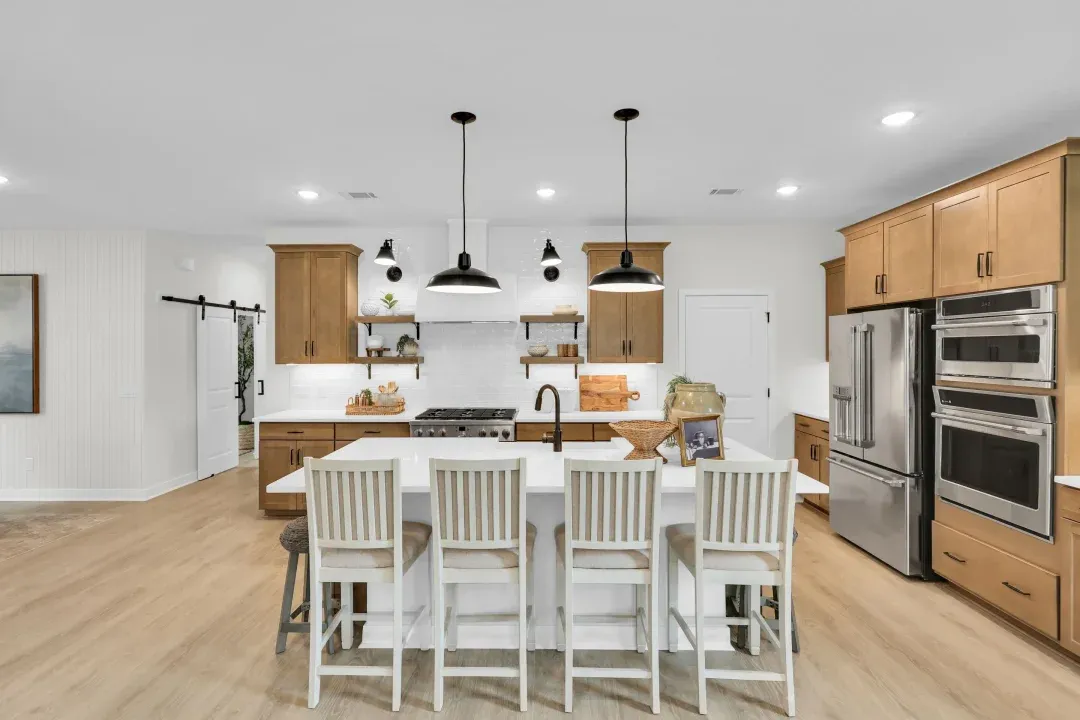 Kitchen with pendant lighting