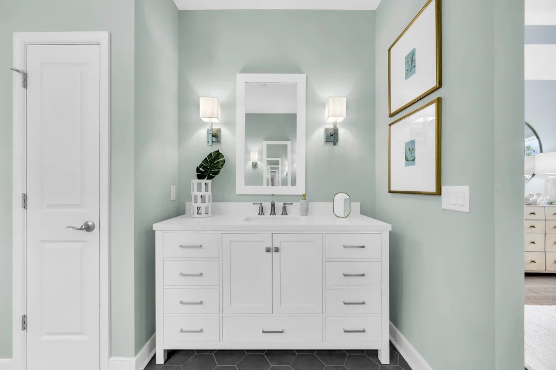 Primary bath with dual vanities