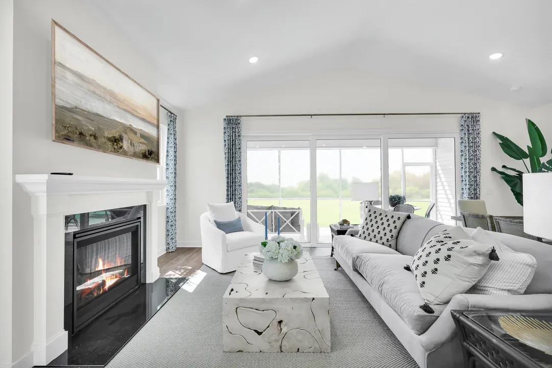 Great room with vaulted ceiling