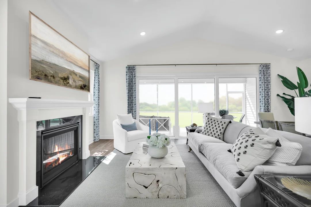 Great room with vaulted ceiling