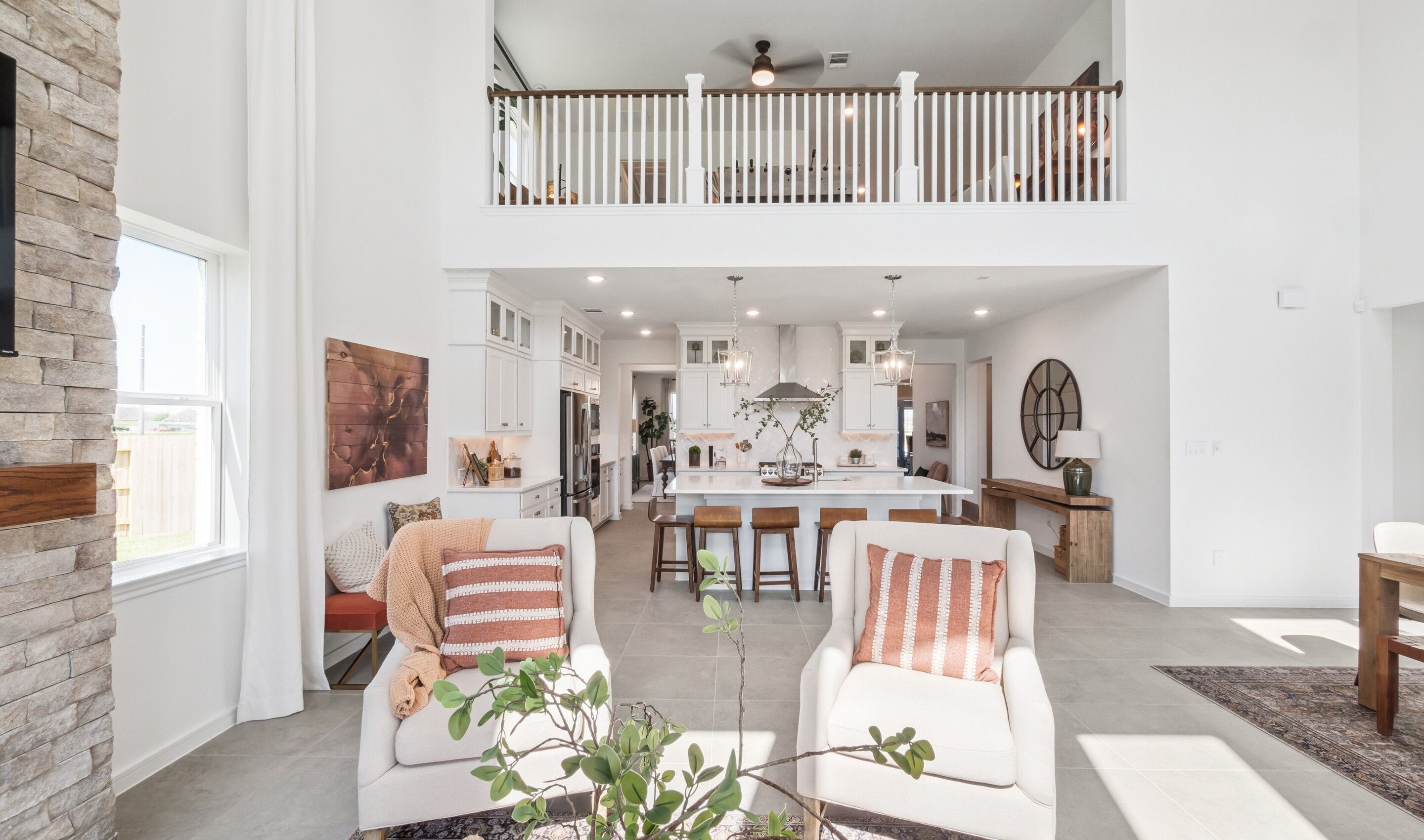 Great room with soaring ceiling