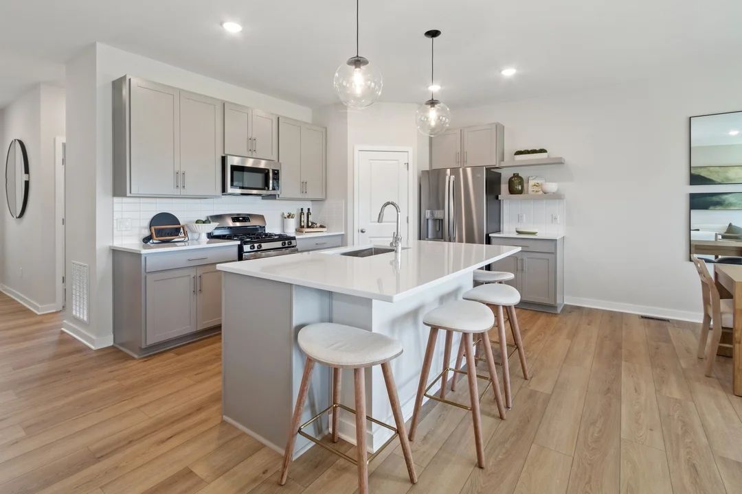Kitchen with pendant lights